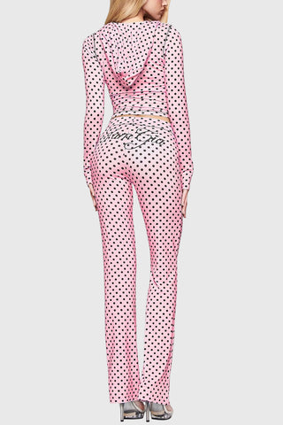Polka Dot Hoodie and Flare Pants Set