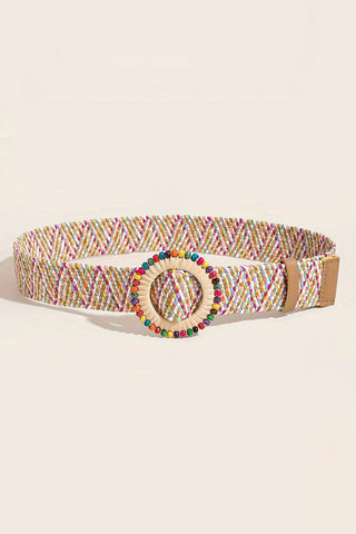 Textured Round Buckle Belt