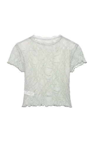Sheer Floral Lace Short Sleeve T-Shirt