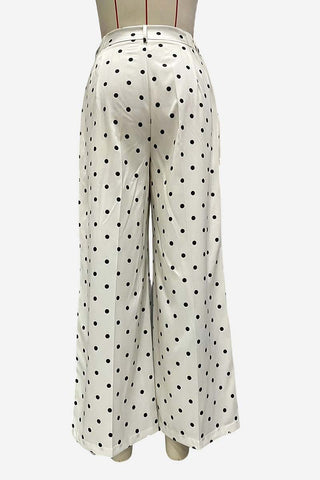 Wide-Leg Polka Dot Pants