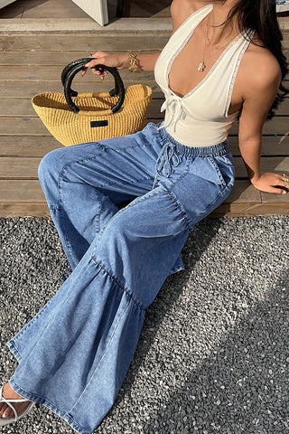 Drawstring Baggy Denim Pants