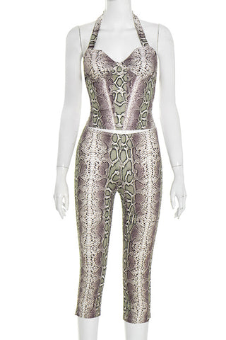 Snake Print Capri Pants Set