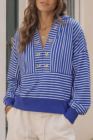 Striped Hooded Crop Sweatshirt