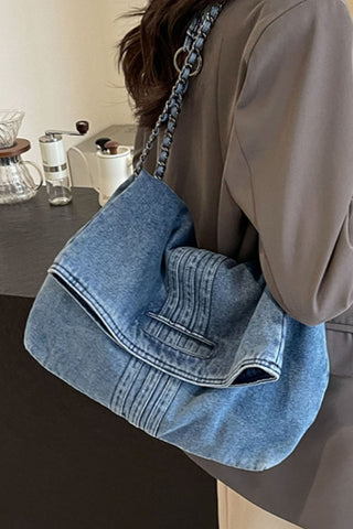 Flap Chain Strap Slouchy Shoulder Bag