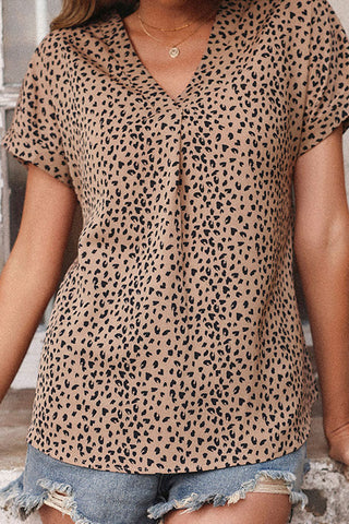 V-Neck Leopard Print Blouse