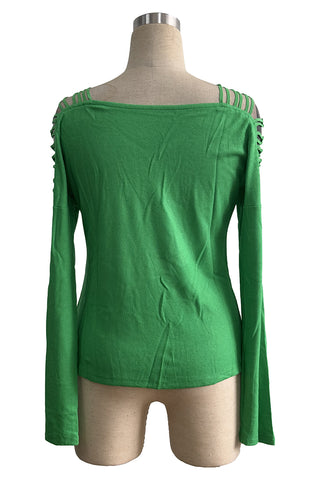 Strappy Embellished Shoulder T-Shirt