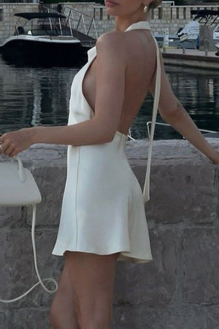 Tie-Neck Halter Casual Dress