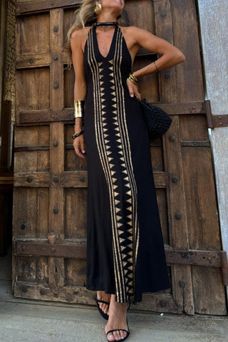 Geometric Pattern Casual Maxi Dress