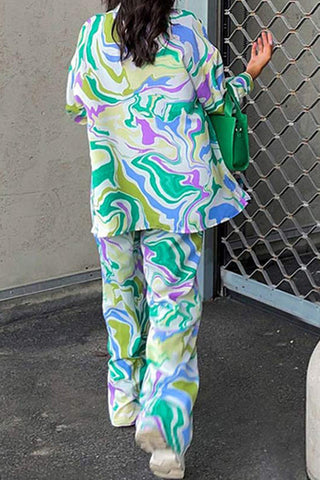 Abstract Patterned Pants Set