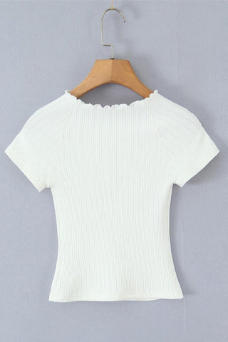 Scalloped Button Knit Tee