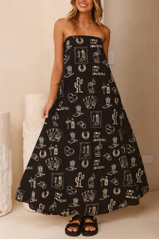 Strapless Floral Maxi Dress