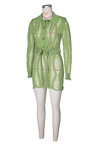 Button-Front Lace Skirt Set