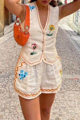 Floral Detail Short Set