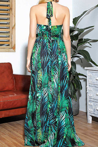 Tropical Halter Maxi Dress