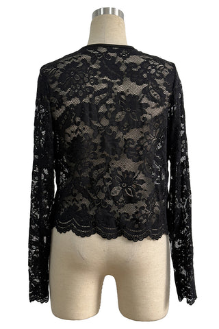 Lace Long-Sleeve Blouse with Open Front