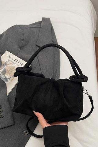 Knotted Handle Suede Shoulder Bag