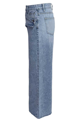 Asymmetric Waist Wide-Leg Baggy Jeans