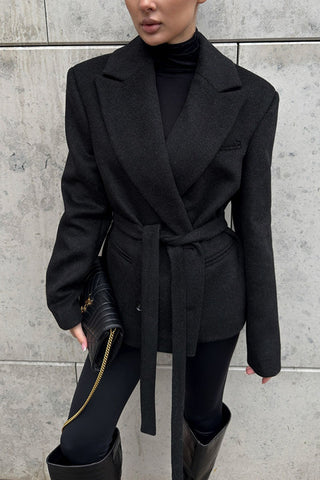 Double-Breasted Notched Lapel Blazer