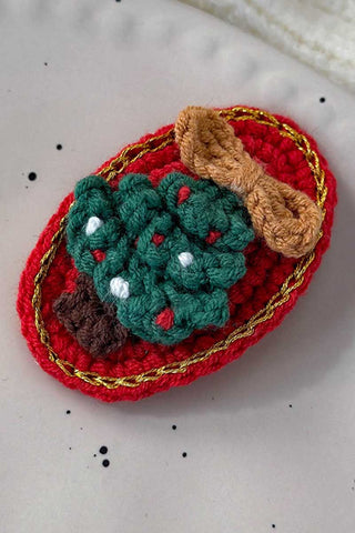 Crochet Christmas Tree and Bow Hair Clip