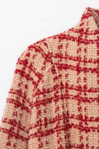 Plaid Tie-Waist Long Sleeve Coat