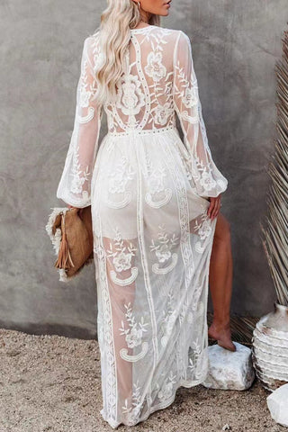 Lace Overlay Maxi Dress