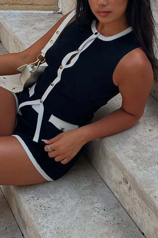 Button-Front Short Set