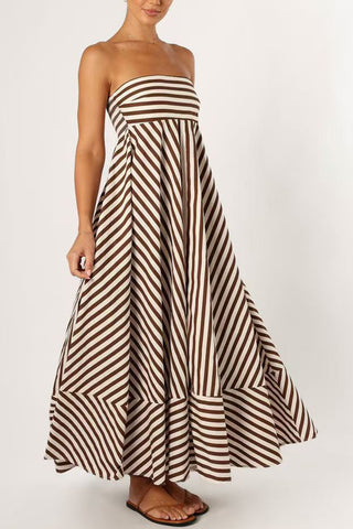 Strapless Striped Maxi Dress