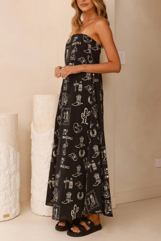 Strapless Floral Maxi Dress