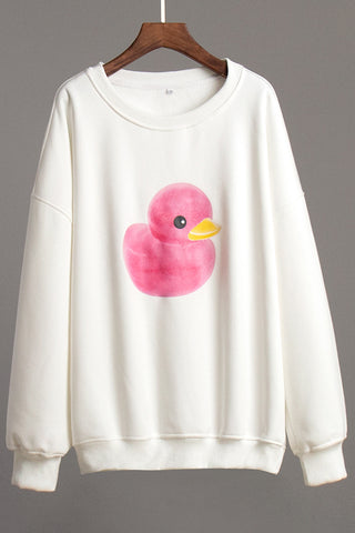 Cute Duck Graphic Oversized Sweatshirt