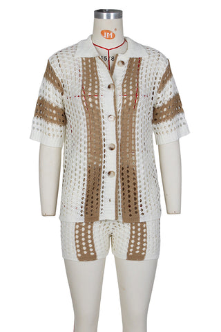 Stylish Short Set with Buttoned Top