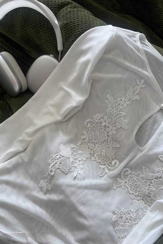 Keyhole Lace Accent Blouse