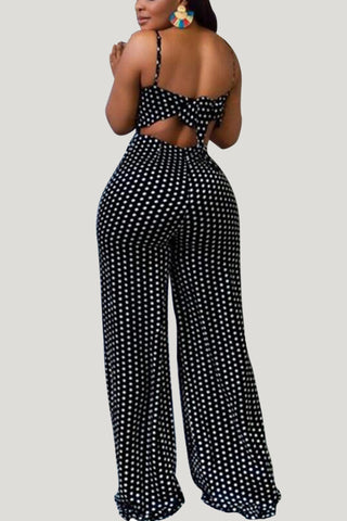 Polka Dot Bow-Back Jumpsuit