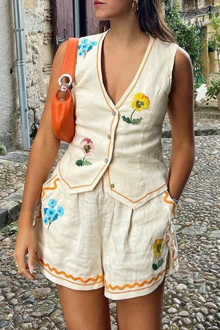 Floral Detail Short Set