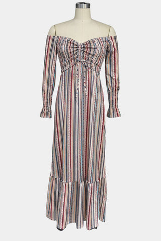 Off-Shoulder Patterned Maxi Dress