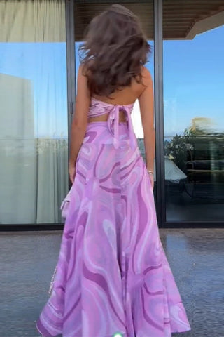 Strapless Printed Skirt Set