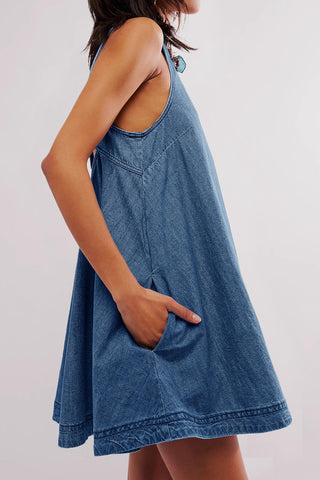Open-Back Denim Swing Dress