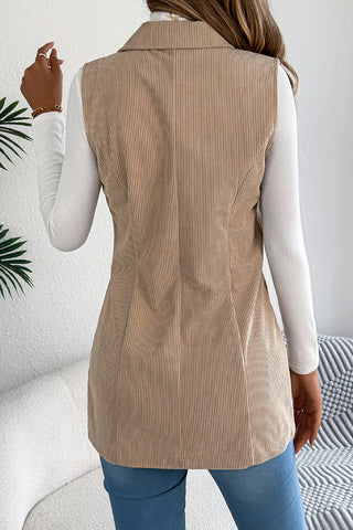 Button-Front Tailored Sleeveless Coat