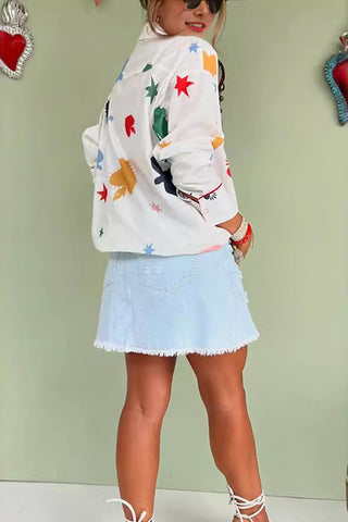 Graphic Print Button-Up Shirt