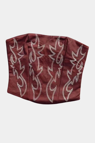 Corset-Style Patterned Tank Top