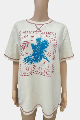 Graphic Bird Print T-Shirt
