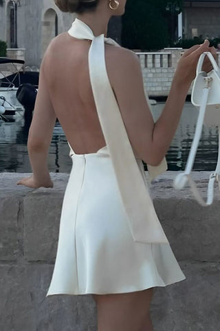 Tie-Neck Halter Casual Dress