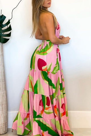 Tropical Halter Maxi Dress
