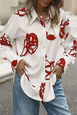 Oversized Graphic Button-Down Shirt