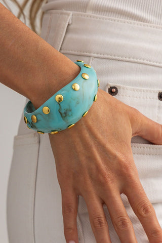 Marbled Studded Wide Cuff Bracelet