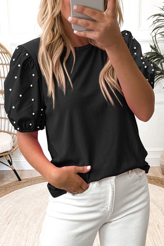 Pearl Sleeve Puff Shoulder Tee