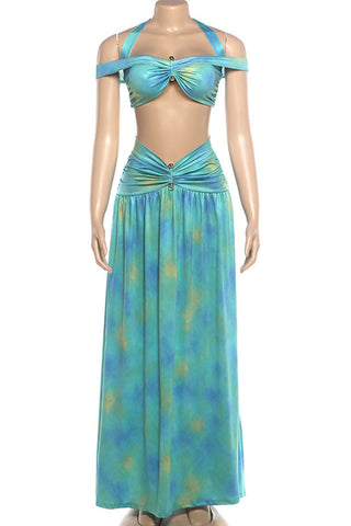 Tie-Front Cutout Strap Skirt Set