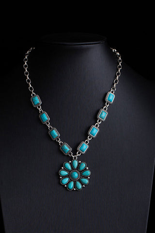 Turquoise Pendant Layered Necklace