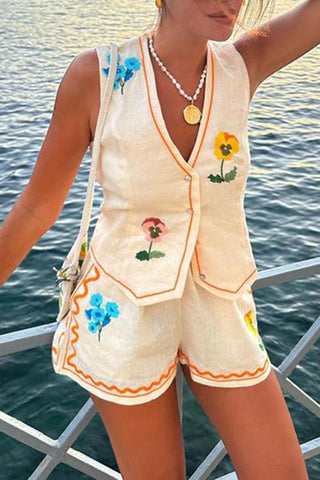 Floral Detail Short Set