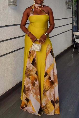 Halter-Neck Abstract Maxi Dress