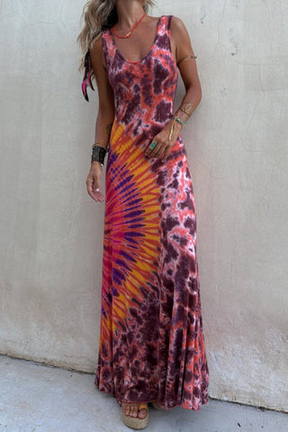 Tie-Dye Maxi Casual Dress